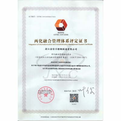 Two-in-one integration management system assessment certificate